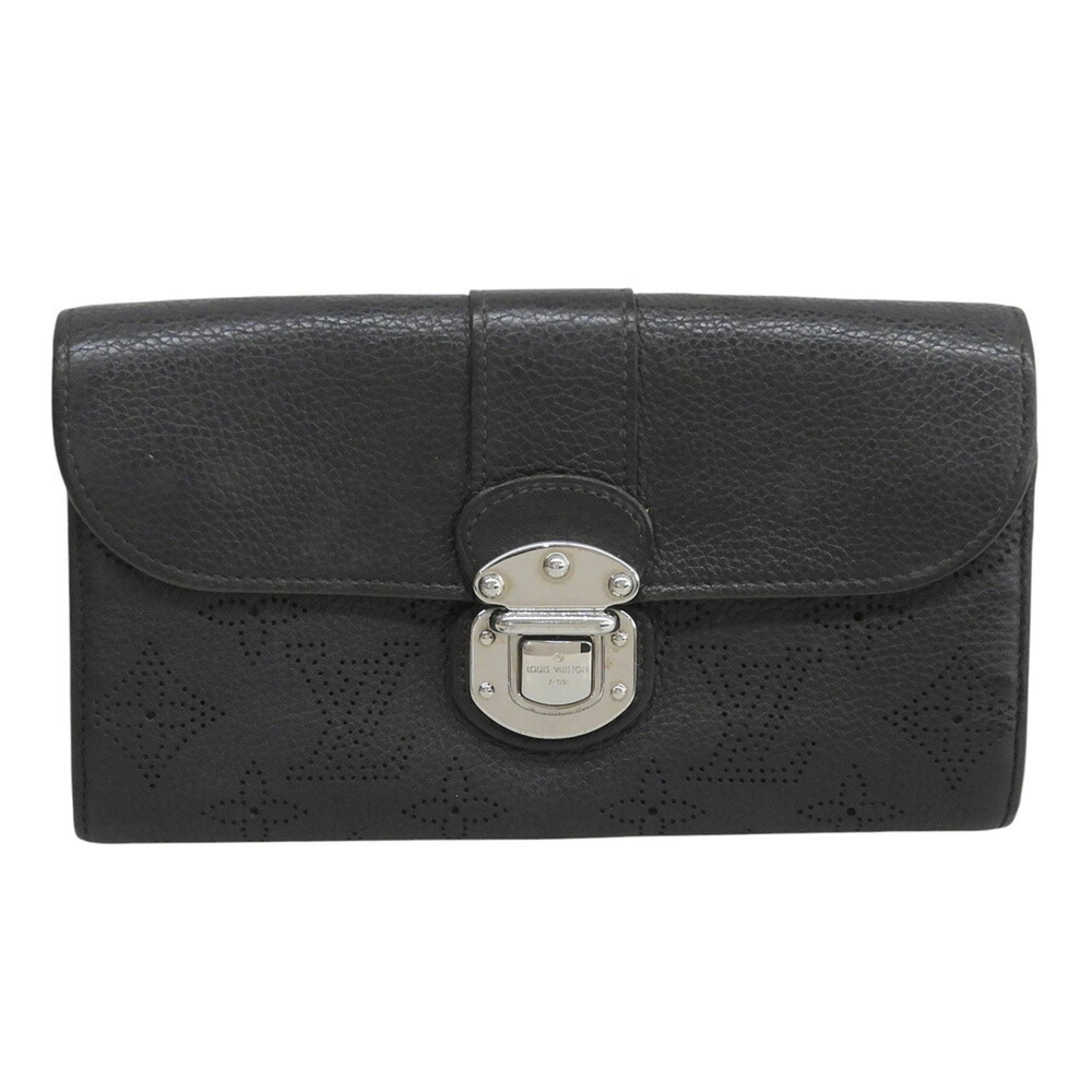 Louis Vuitton Monogram Mahina Portefeuille Iris M58163 Long Wallet Noir Perfo...
